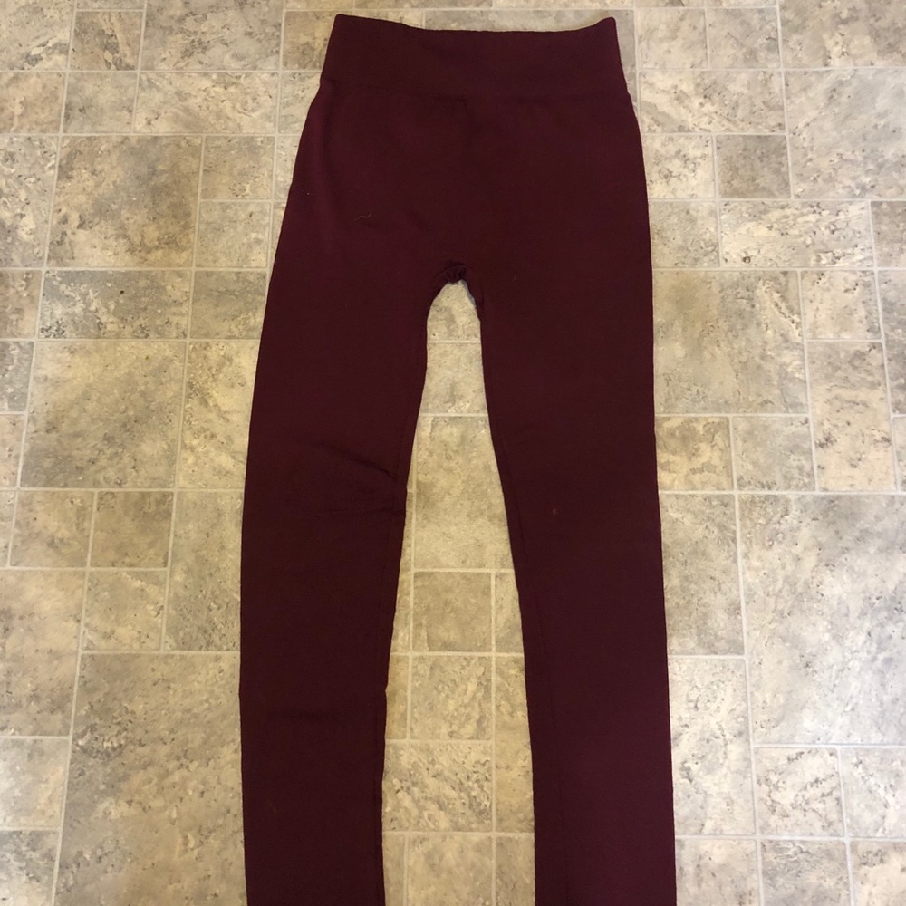Warm fleece leggings maroon!